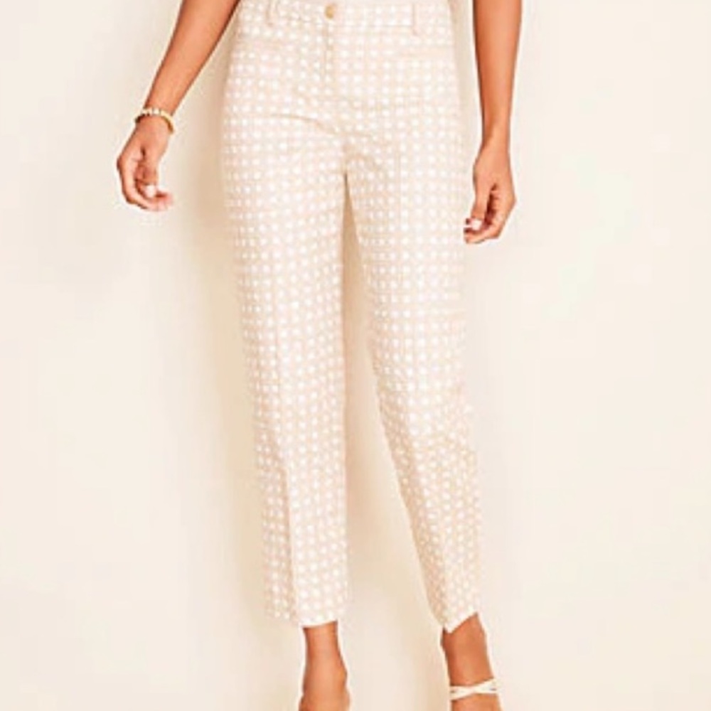 Ann Taylor Cotton Crop Pant in Macadamia